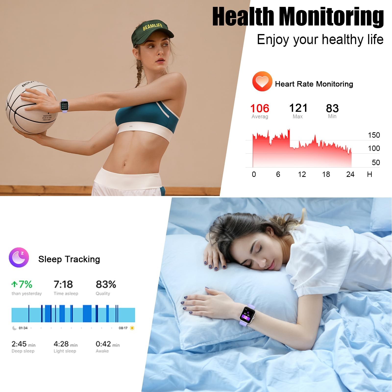 Smart Watch for Men Women, Answer/Make Call, 1.96″ HD Fitness Tracker RUNNING