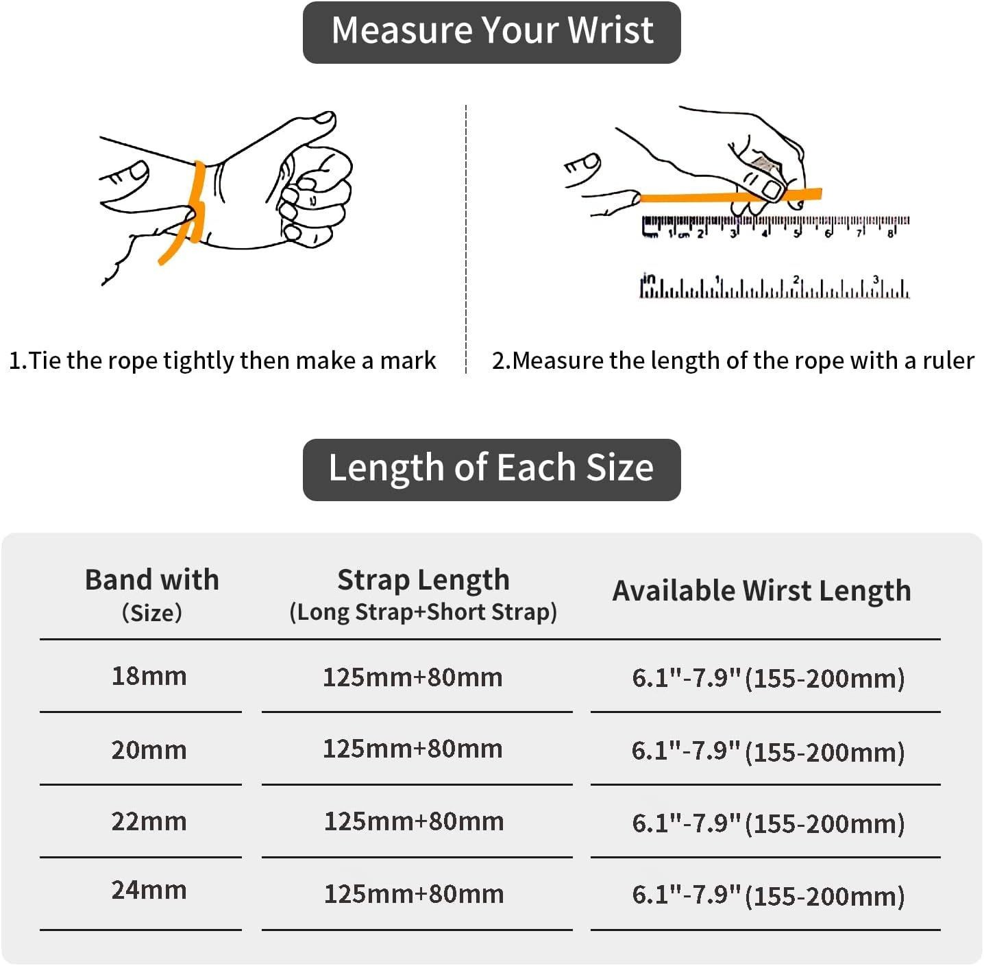 Quick Release Black Nylon Watch Band 20mm – Compatible with Smartwatches