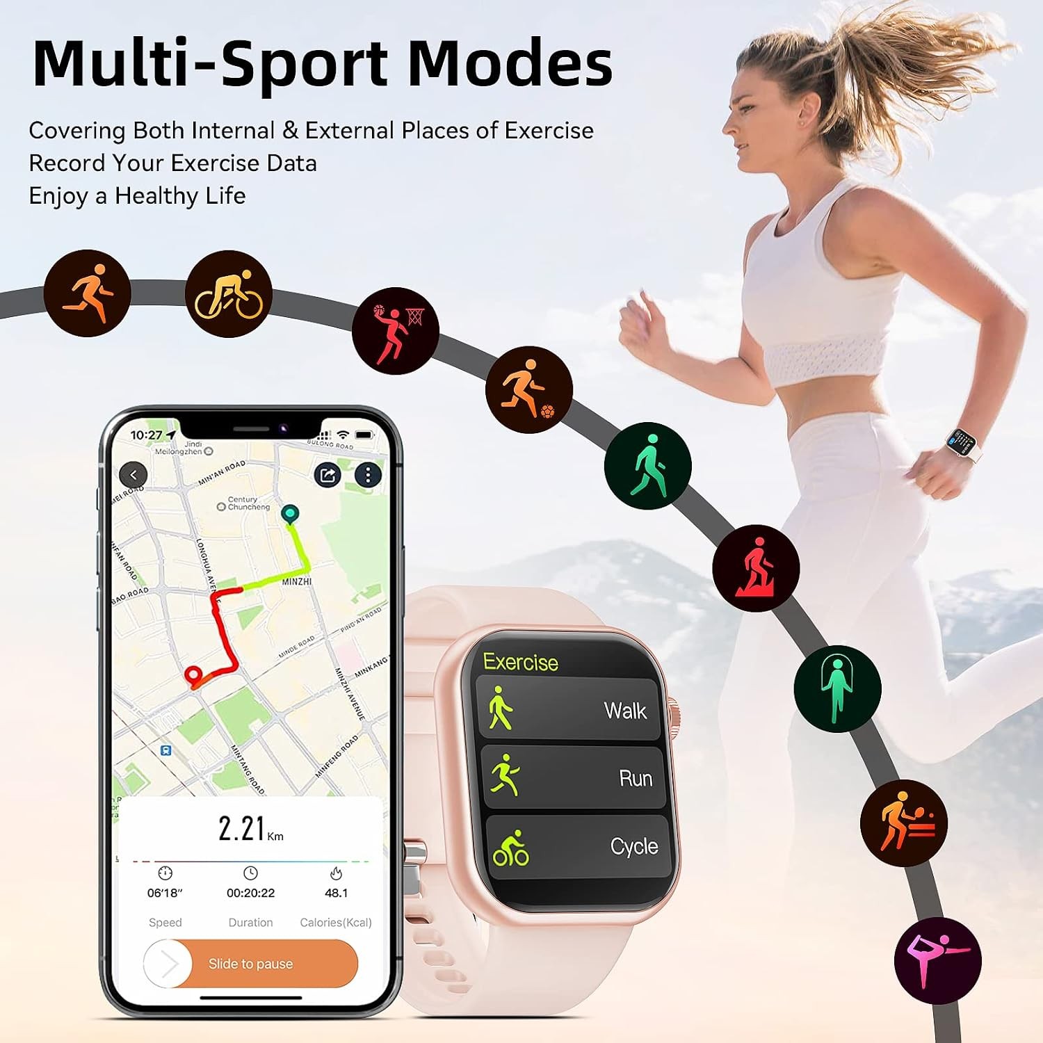 Hwagol 1.85 Inch Voice Assistant Smart Watch Fitness