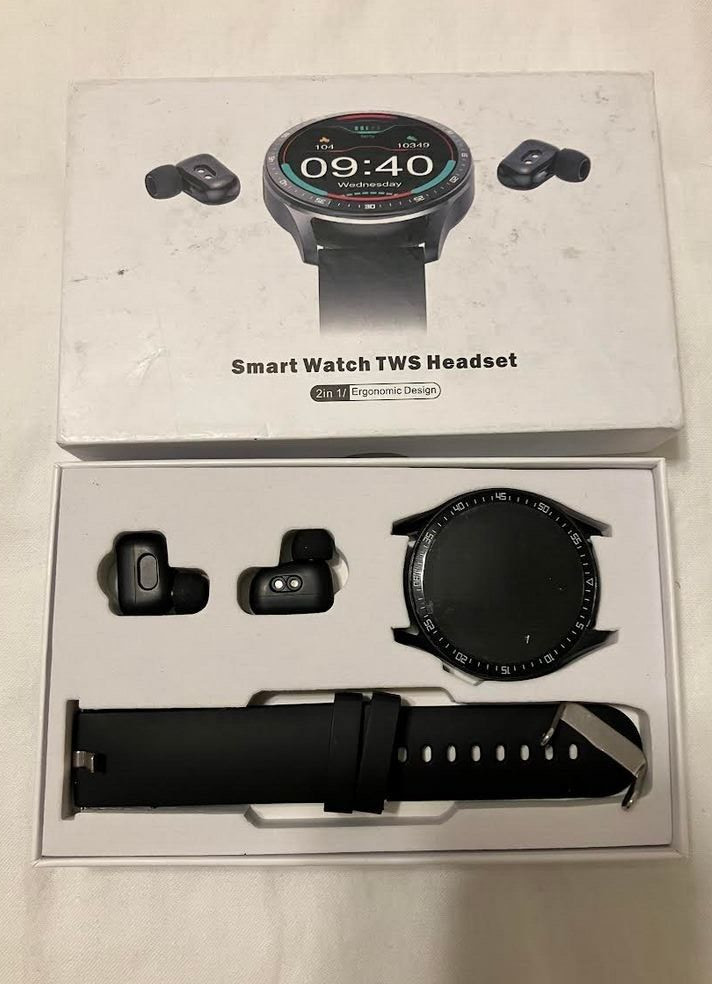 Smart Watch True Wireless Stereo Headset Fitness Tracker Waterproof + Phone