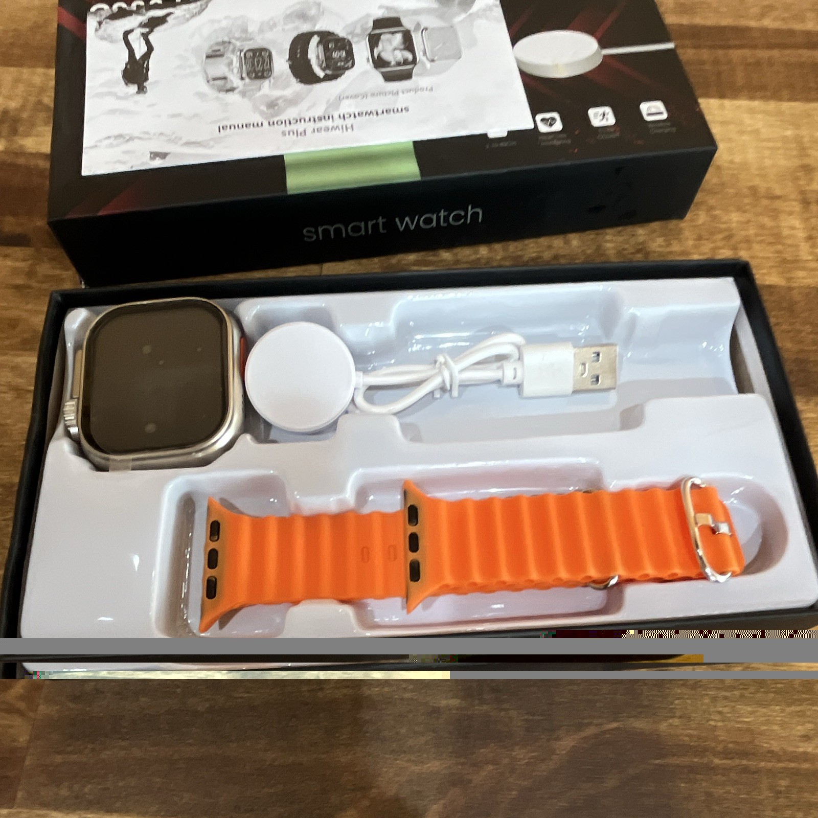 BIG C900 Ultra 3 Smart Watch 49mm Silver Metal Case Orange Silicone Band 4GB