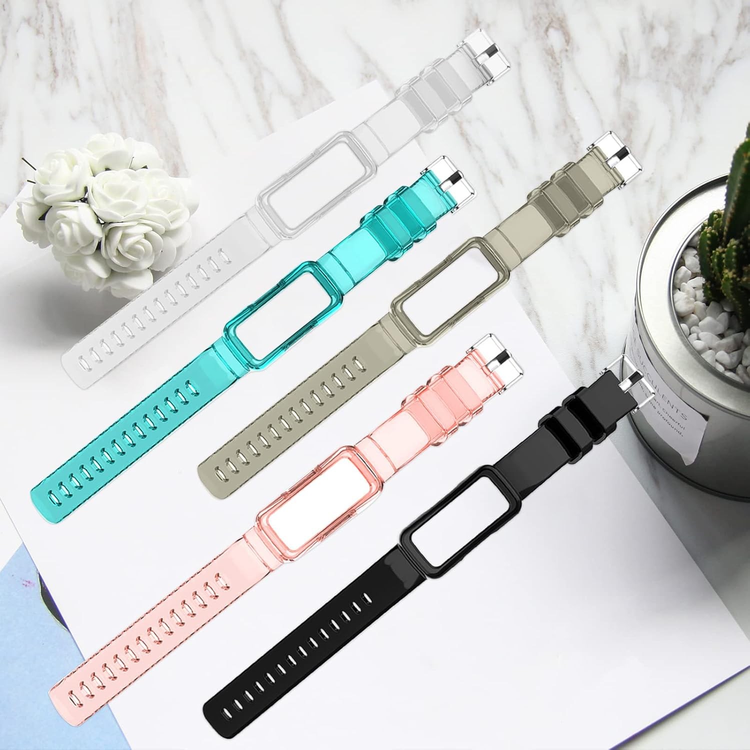 Clear Wristband with Built-in Protective Case for Fitbit Inspire 2, Inspire HR