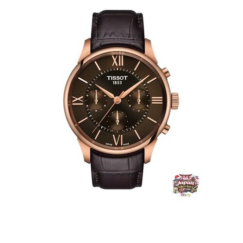 TISSOT Chemin des Tourelles Men’s Watch with Leather Strap and Brown Dial