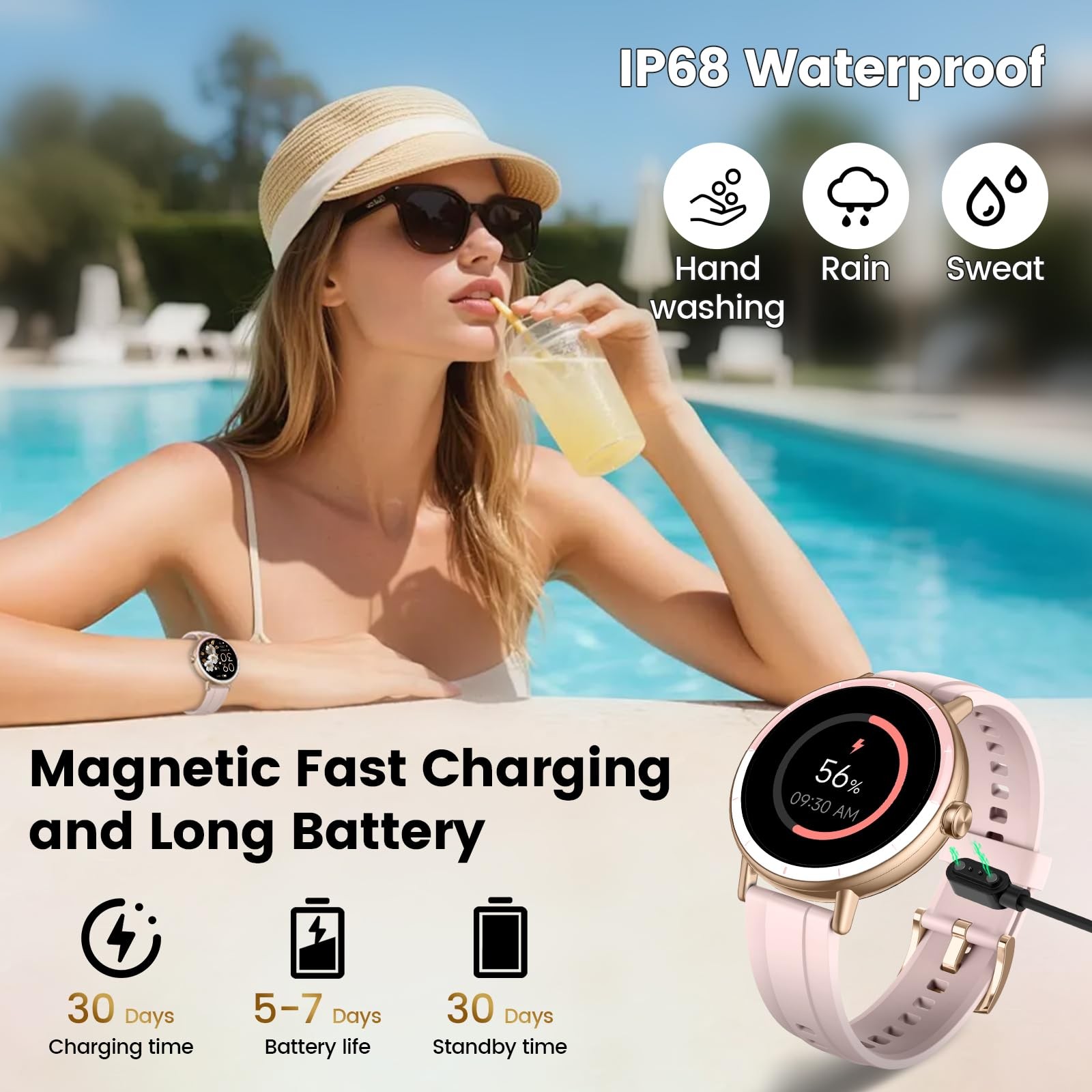 Smart Watches for Women, 1.27″ HD Fitness Tracker with Bluetooth Calls(Answer…