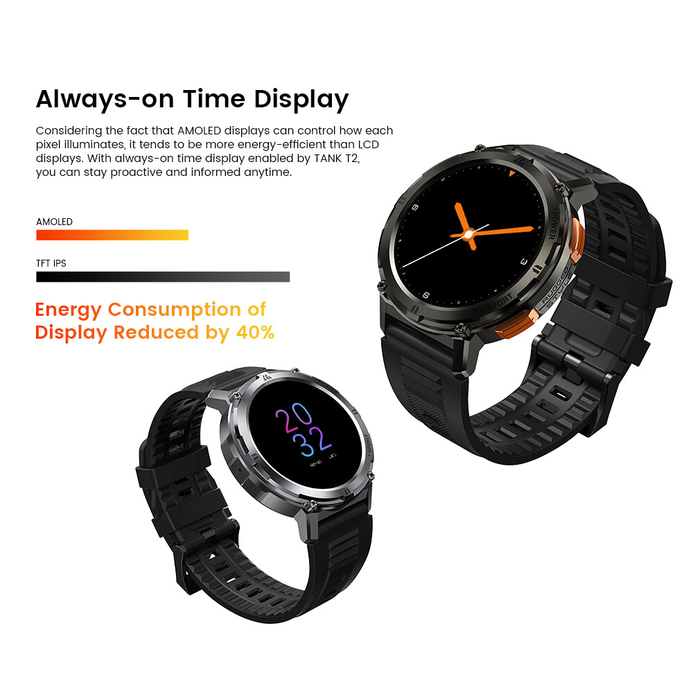 KOSPET TANK T2 Smart Watch Bt Call Outdoor Sports Waterproof Rugged Reloj