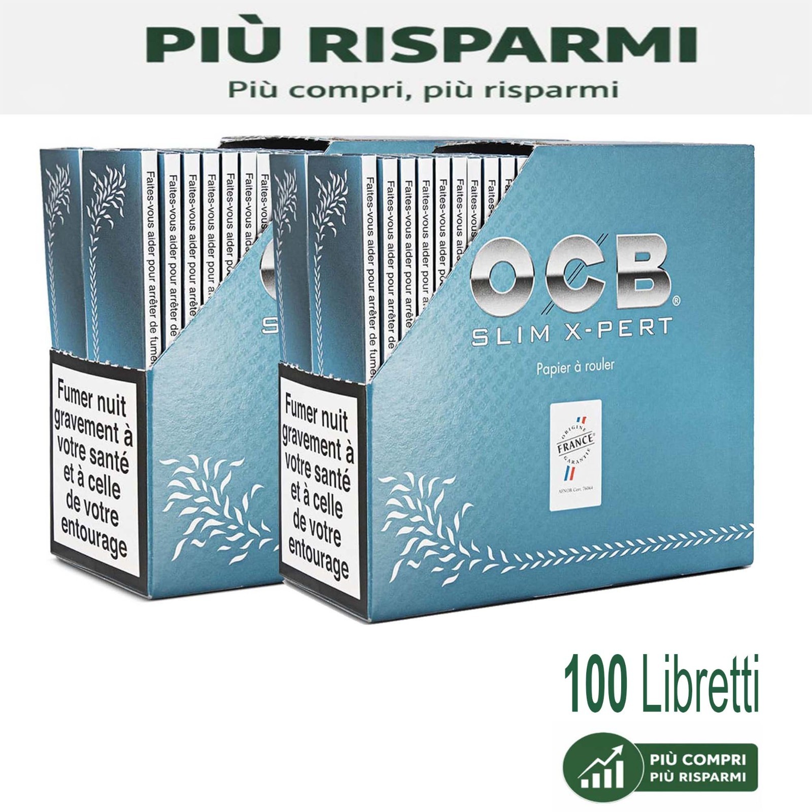 OCB X-Pert Blue King Size Slim Cartine Lunghe 2 Box 50 Libretti