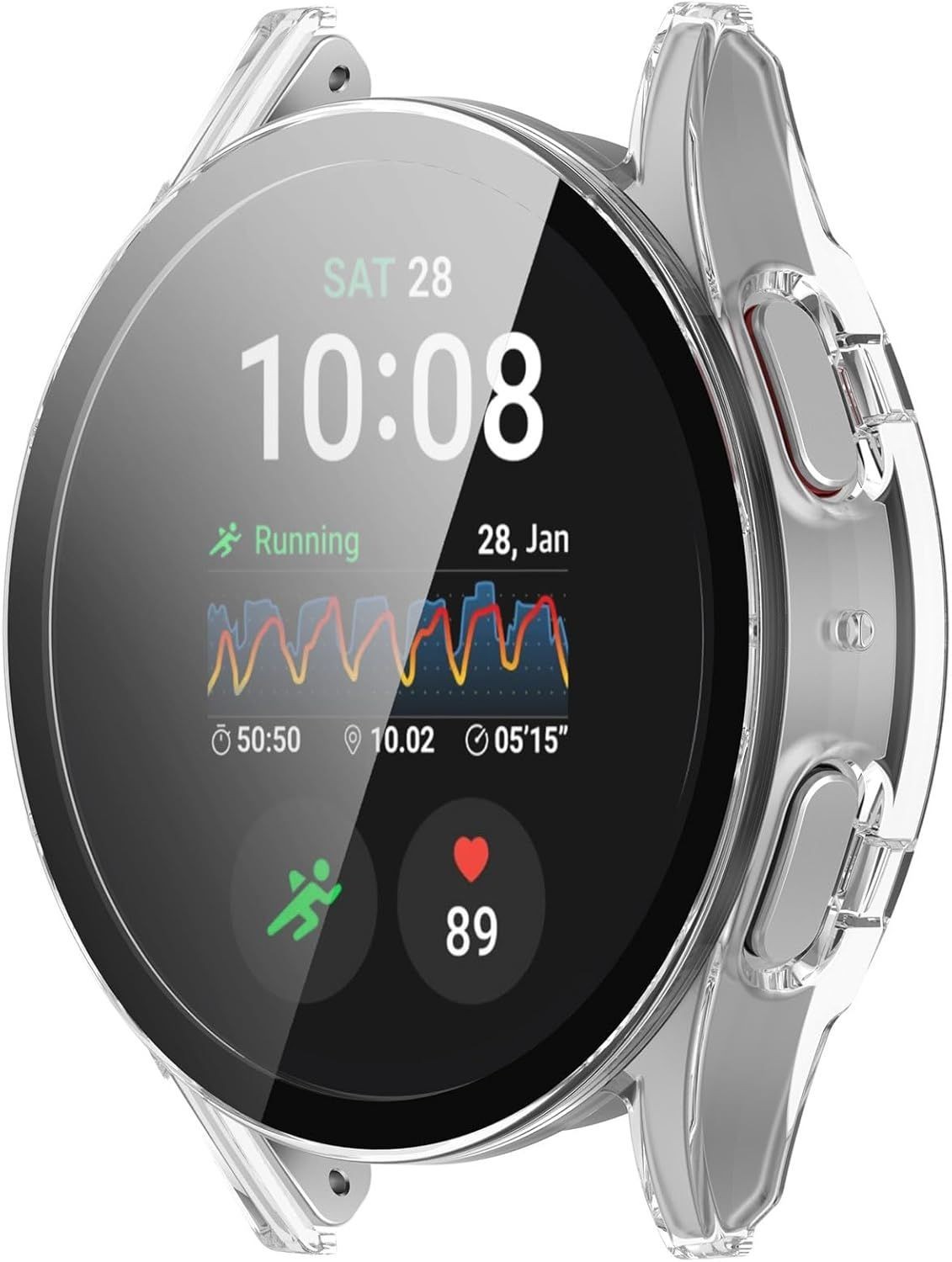 Tempered Glass Screen Protector and Clear Case for Samsung Galaxy Watch 7 44mm