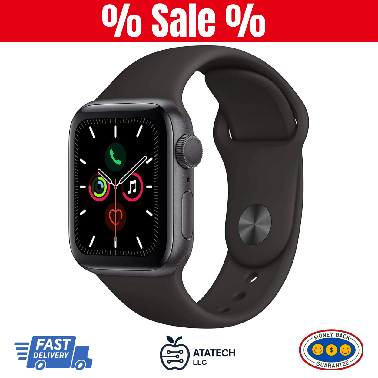 Apple Watch Series 5 (GPS) 44mm Aluminum Case with SportBand Pre-Owned (Good)