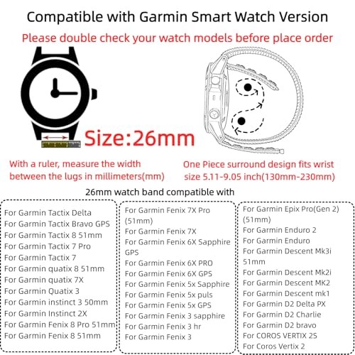 2 Pack Nylon Strap Compatible with Garmin Fenix 8 51mm and Epix Pro Sport Men Wo