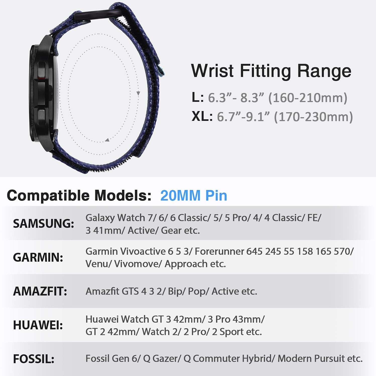 Adjustable 20mm Nylon Sports Strap for Samsung Galaxy Watch 7 40mm, Purple