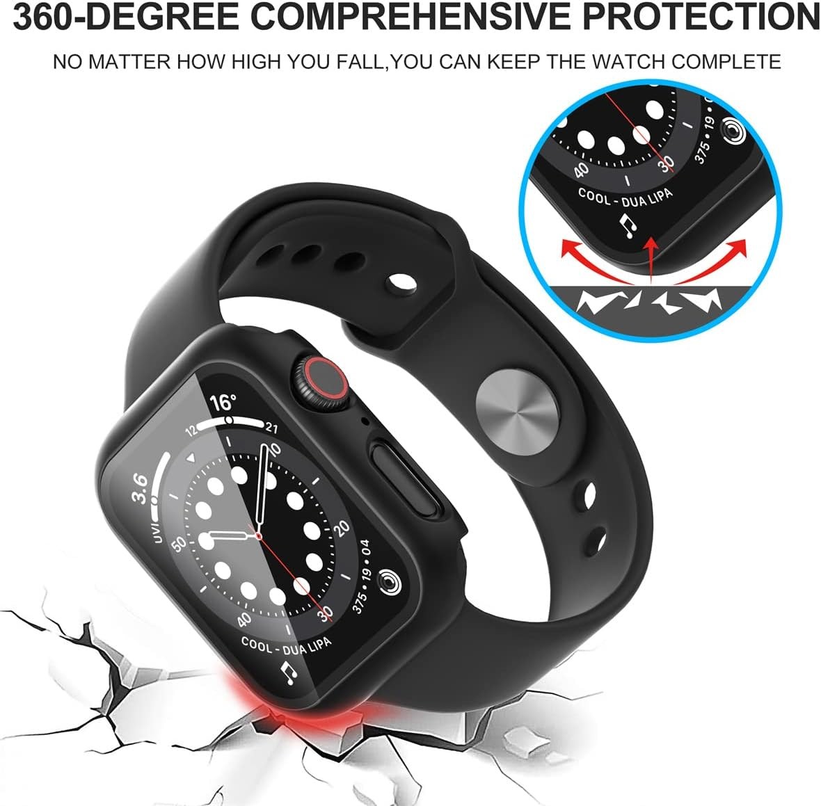 All-Around Screen Protector Case for Apple Watch 41mm Ultra-Thin Tempered Glass