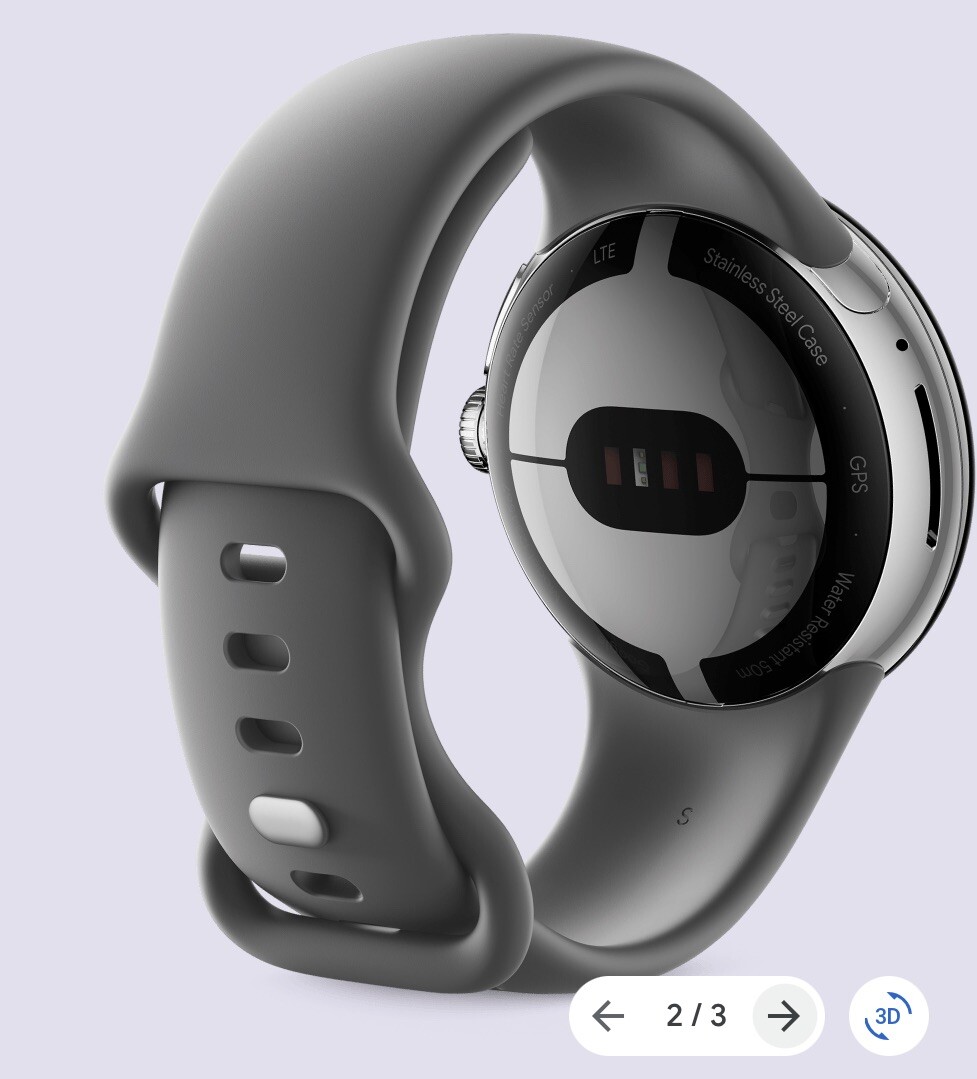 Google Pixel Watch 41mm Polished Silver Stainless Steel Case with Charcoal…