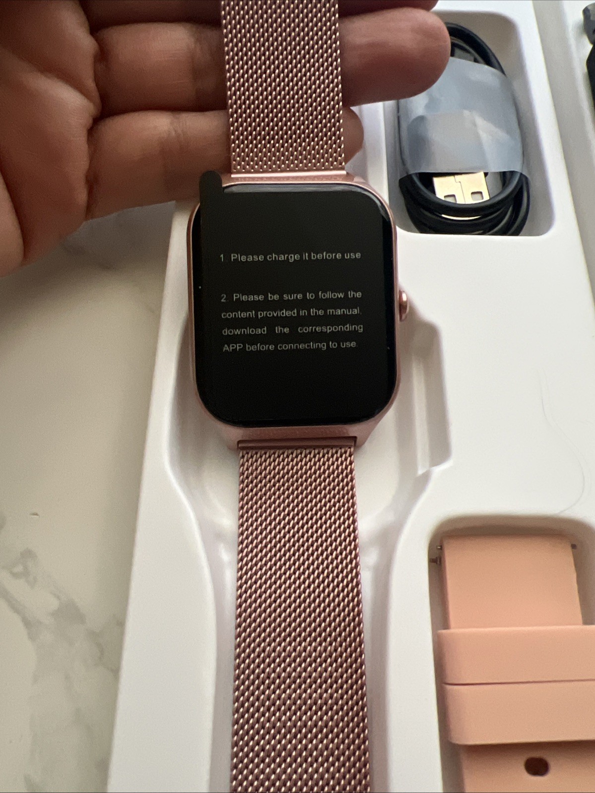 Smart Watch Set Gold Rose With 2 Extra Watch bands