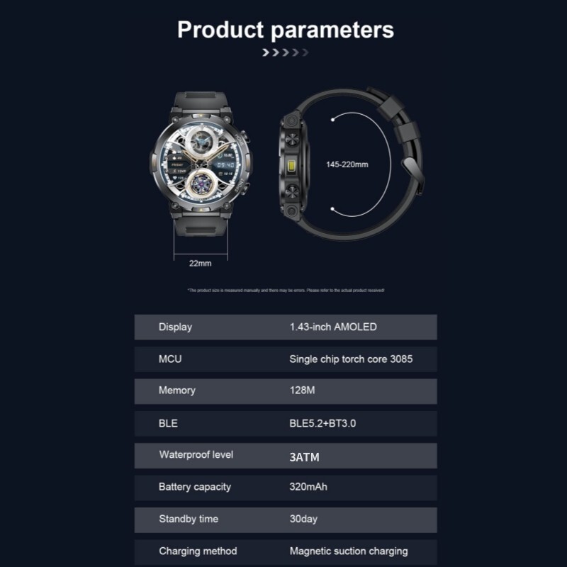 Military Smart Watch for Men Call (Answer/Make Call) 3ATM Waterproof Heart Rate