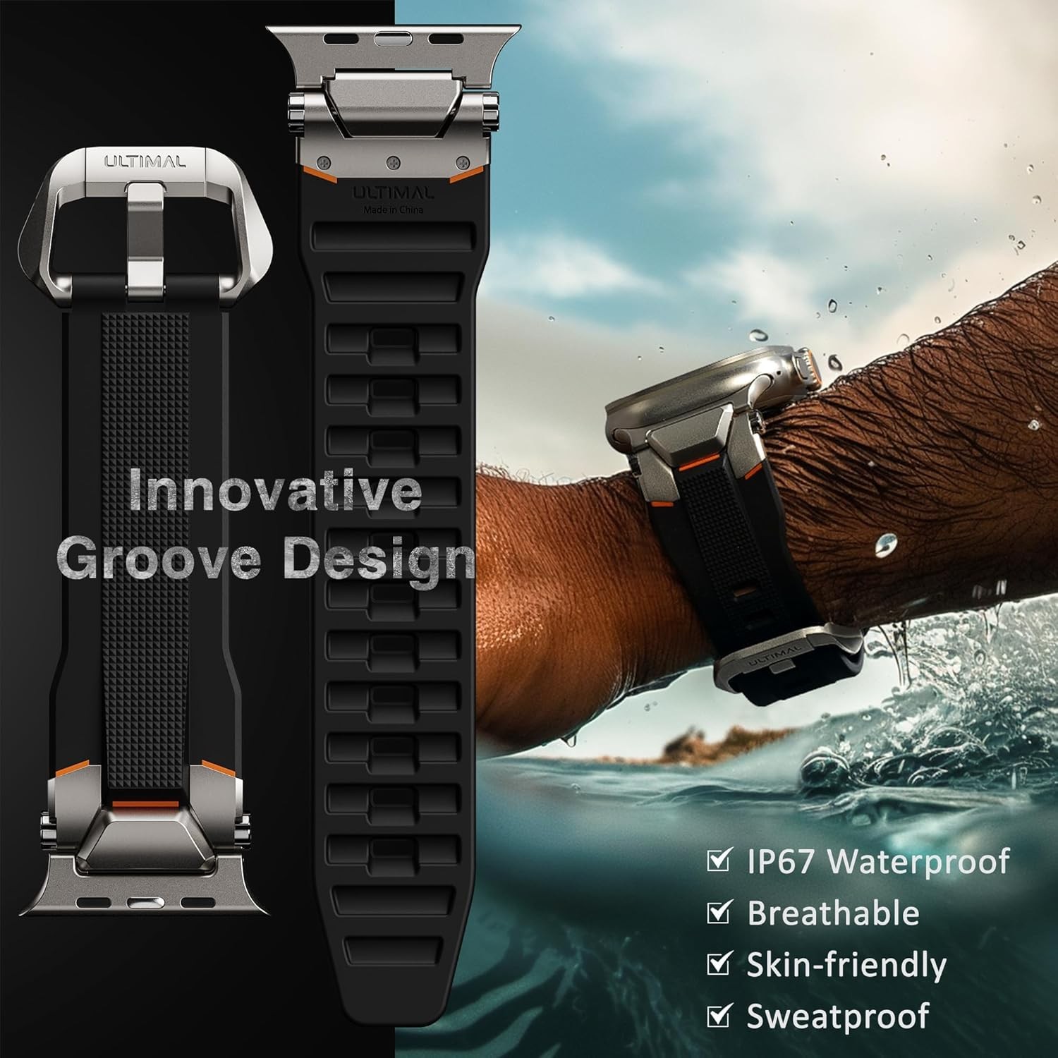 Rugged Band for Apple Watch Ultra 49mm, Series 11/10/9/8/7, Waterproof, TPU