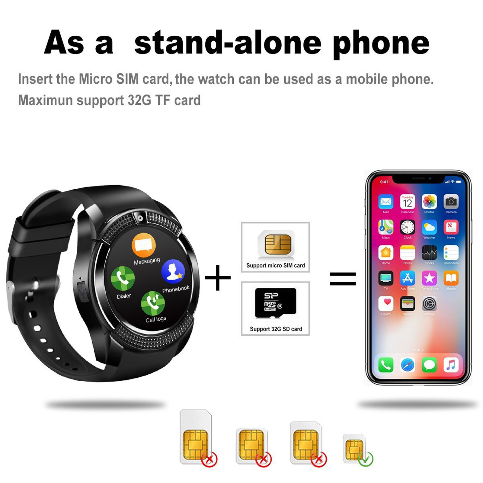 Touch Screen Bluetooth Smart Watch Remote Camera Music Control For Android Phone