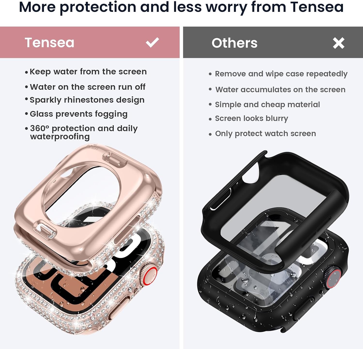2in1 Screen Protector Case for Apple Watch Series 11/10 46mm Waterproof 360 Bump