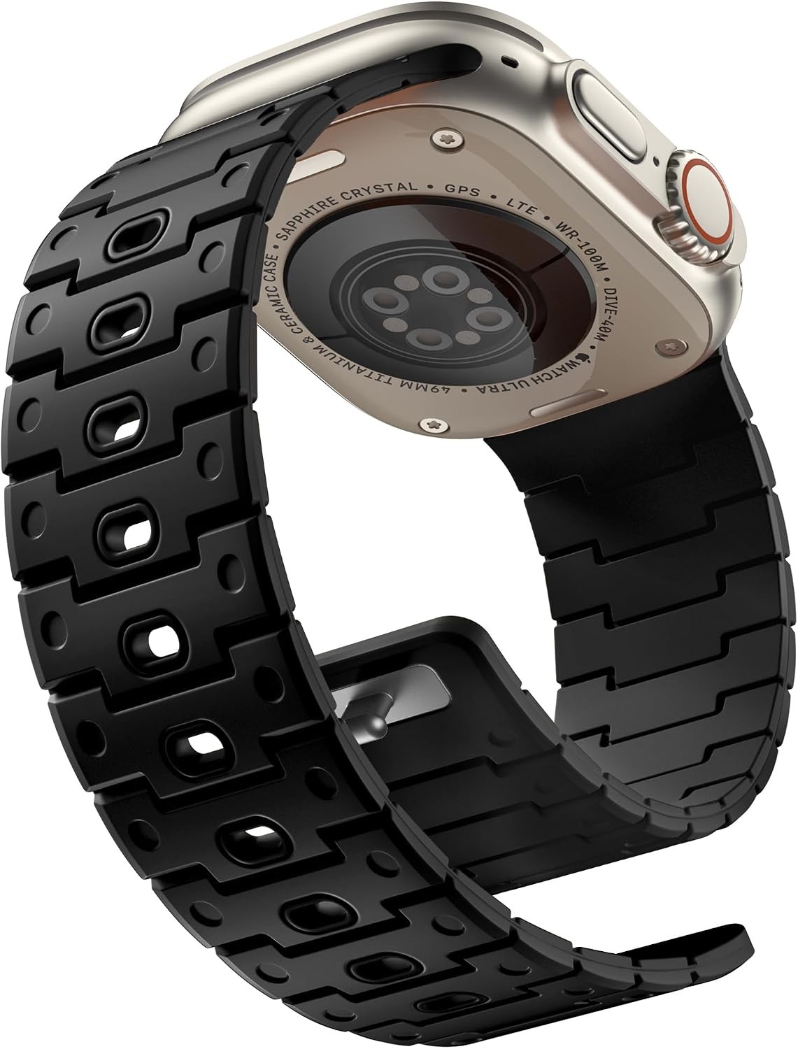 Black Magnetic Sports Band for Apple Watch Ultra 49mm – Rugged Silicone Strap