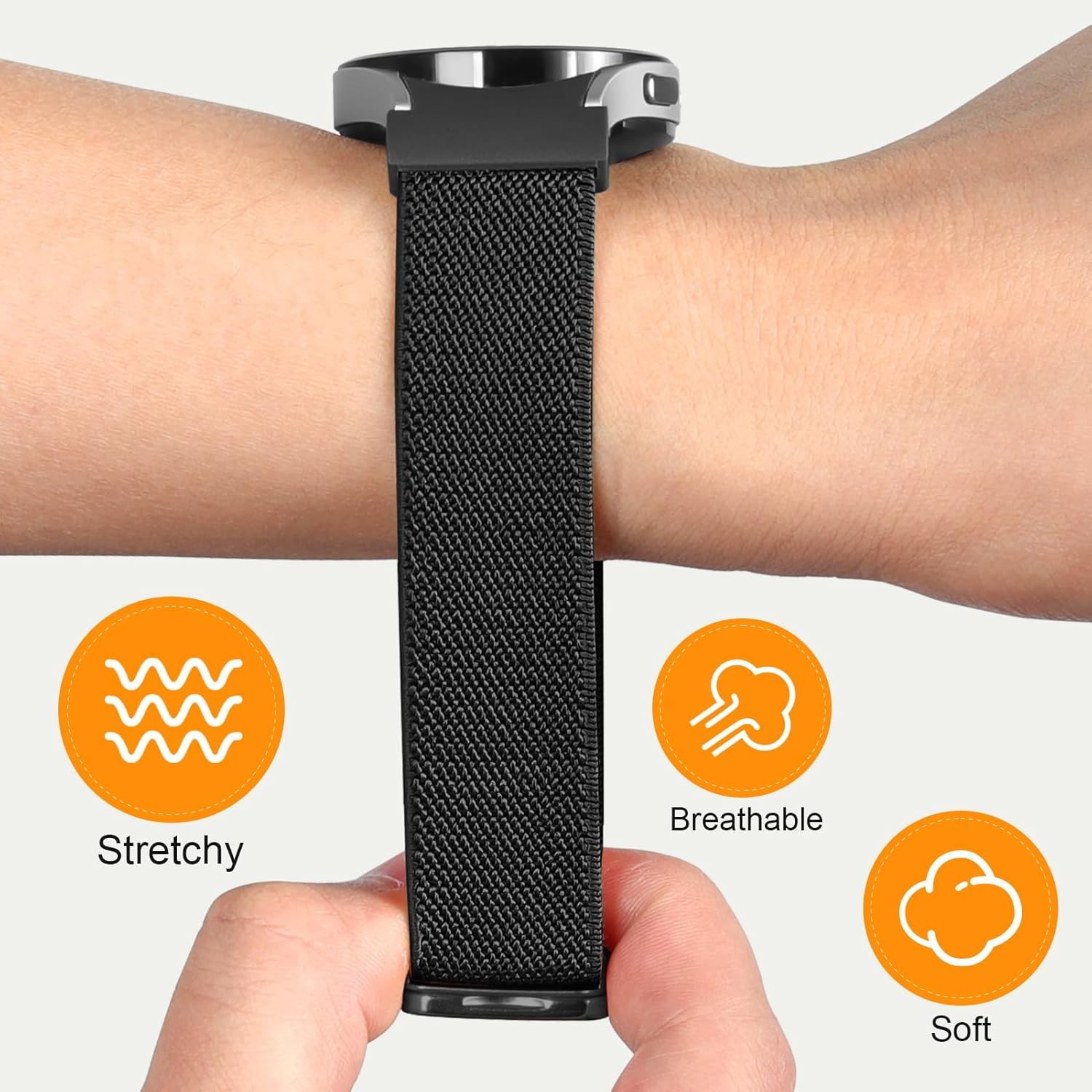 Fabric Strap Compatible with Samsung Galaxy Watch 6 40mm 44mm Magnetic Elastic