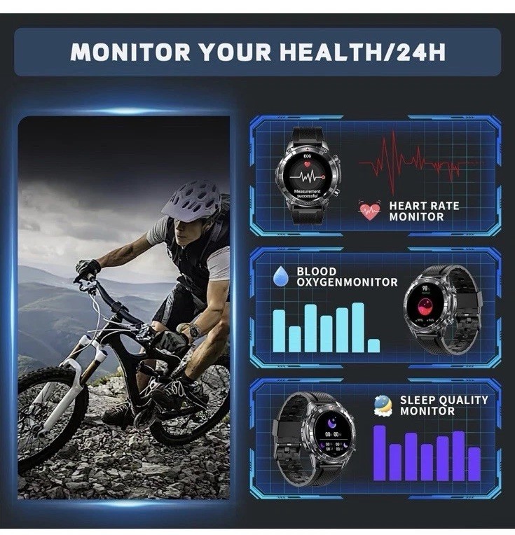 Smart Watches for Men with Bluetooth&Flashlight: 1.52″ IP68 Waterproof Men’s …