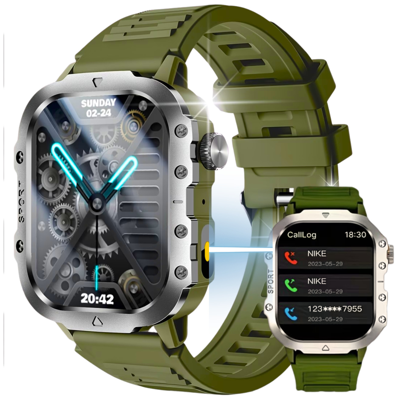 🔥 Military Smart Watch Men Android Rugged Tactical Fitness Tracker LED Flash Gr