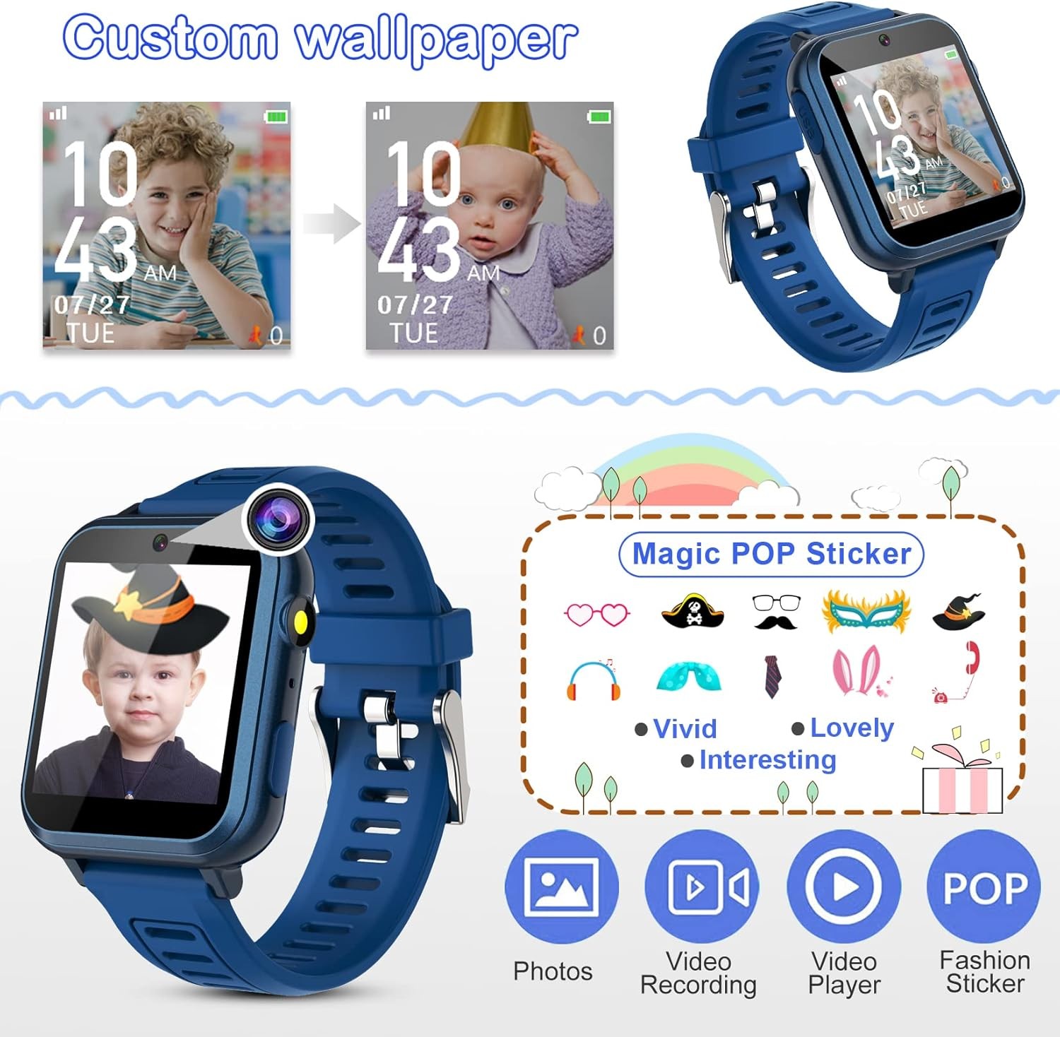 Smart Watch for Kids with 39 Games Alarm Clock, Touchscreen, Calendaring Camera