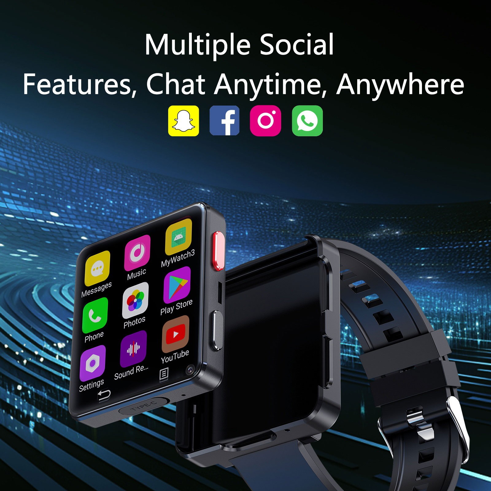 New S998 4G Smart Watch Android 11.0 OS 2.64inch Screen Heart Rate Sleep Monitrx