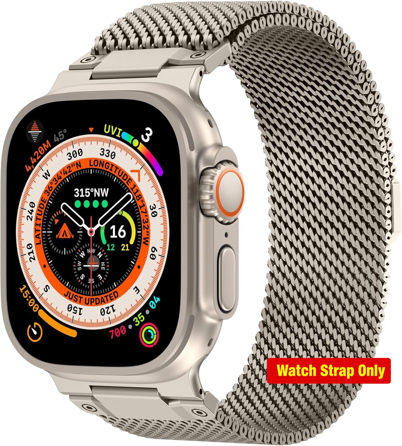 Stainless Steel Milanese Loop Band for Apple Watch Ultra 49mm, Adjustable Strap