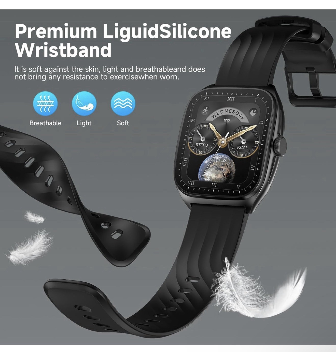 SOUYIE Smart Watch for Men and Women with SOS Emergency Alert, 1.85″ GTX 19