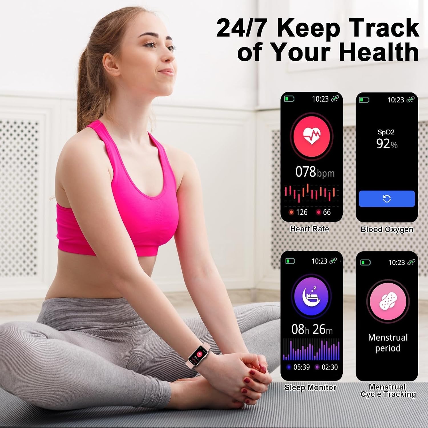 Smart Watch, Smartwatch for Men Women with 24 Sport Modes, IP68 Waterproof Fi…