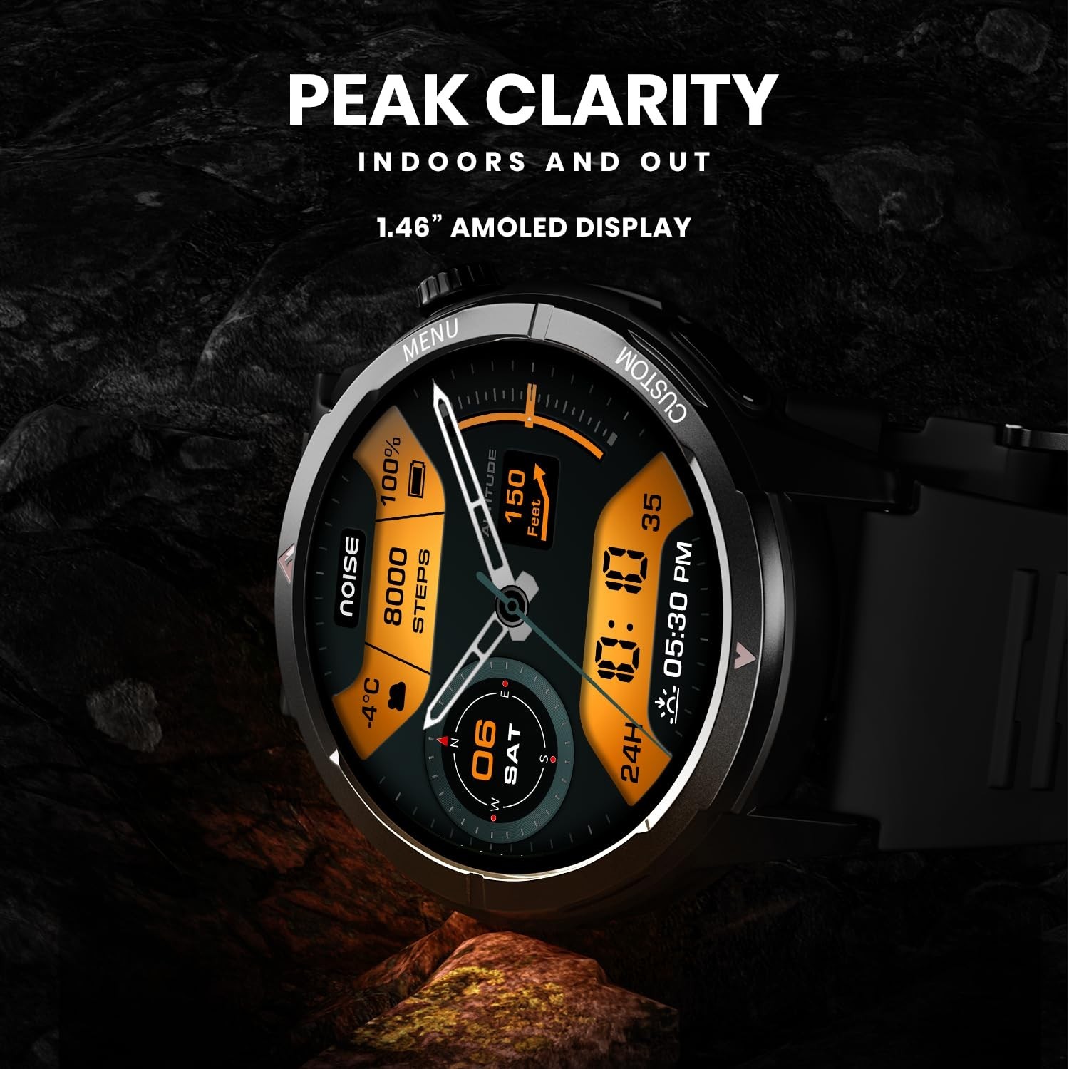 Noise Endeavour 2 Smartwatch 1.46″ AMOLED 5 ATM Water Resistant Jet Black