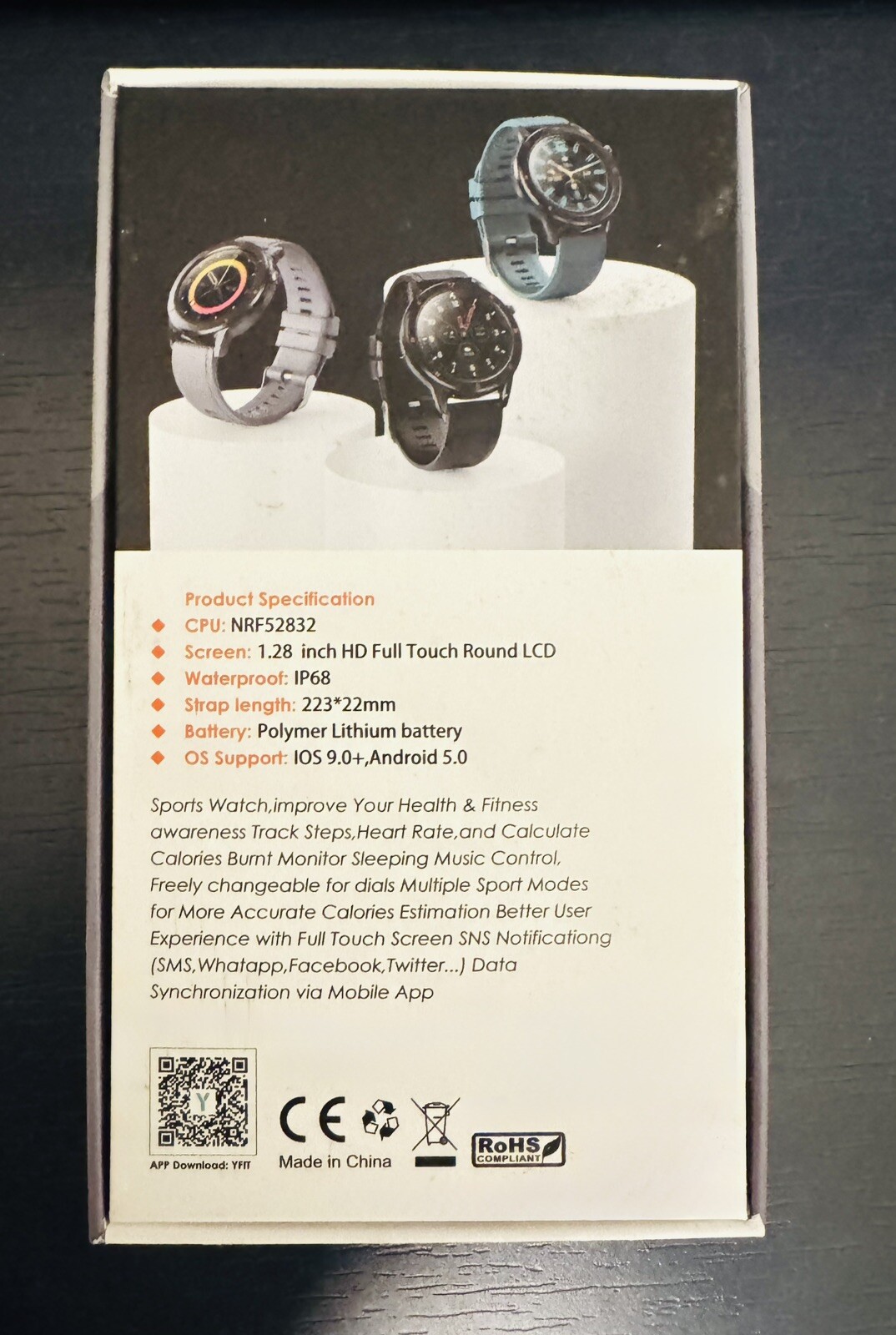 Smart Watch Steps Heart Rate Calories Monitor Sleep Music Control Notification