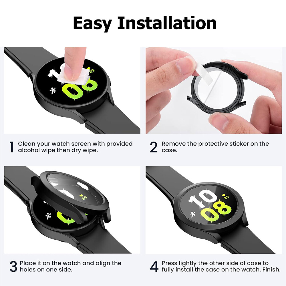 Fr Samsung Galaxy Watch7 6 5 4 Hard Case Tempered Glass Screen Protector 40/44mm