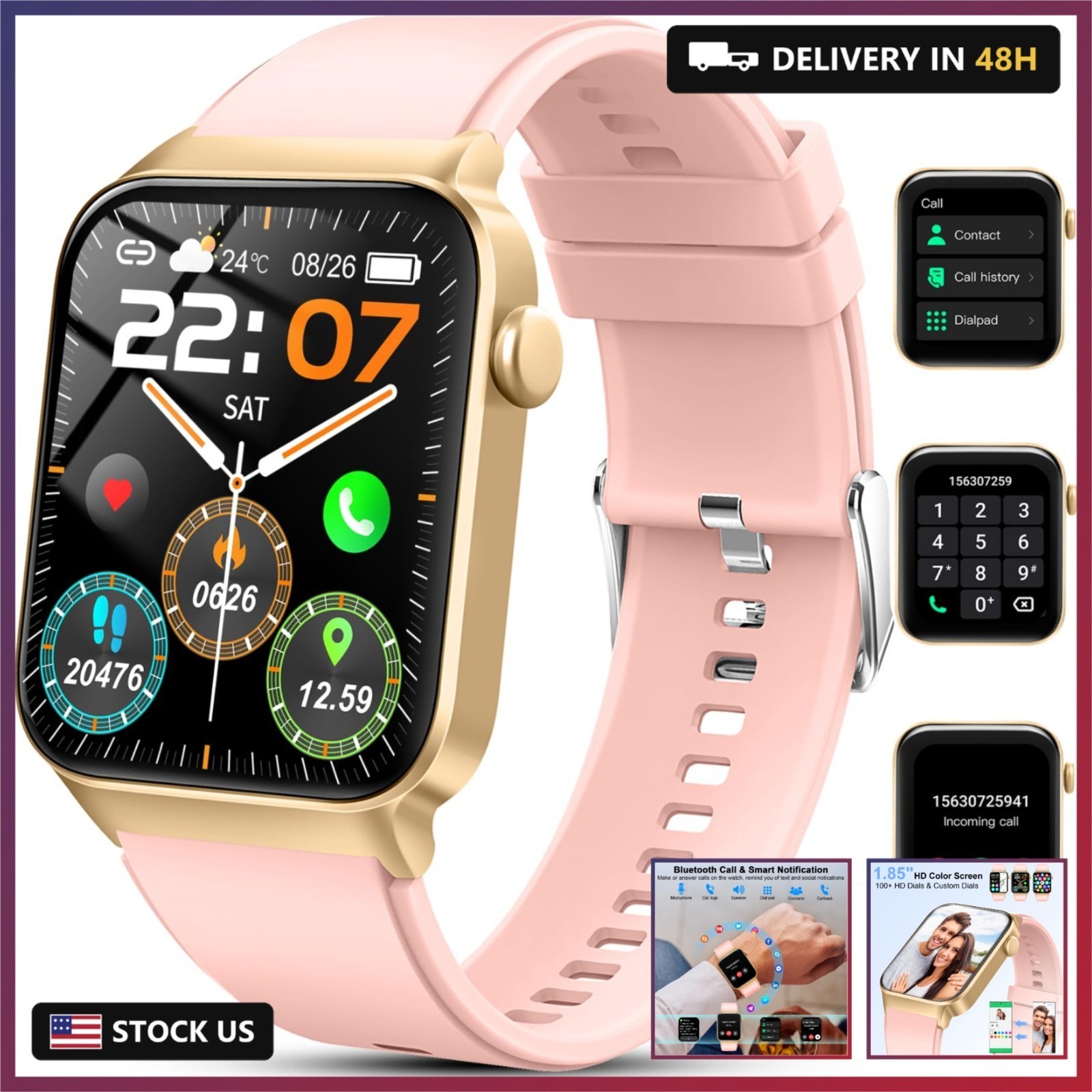 Smart Watch for Men Women(Answer/Make Call), 1.85″ Smartwatch 113 Sports Modes F