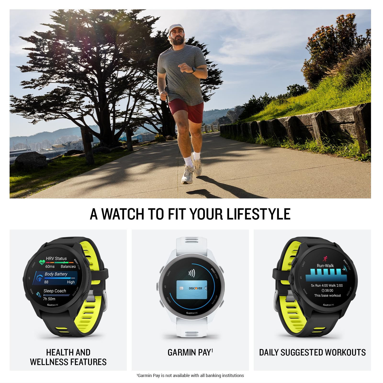 Garmin Forerunner 170 Music GPS Running Smartwatch, Advanced Metrics, Black