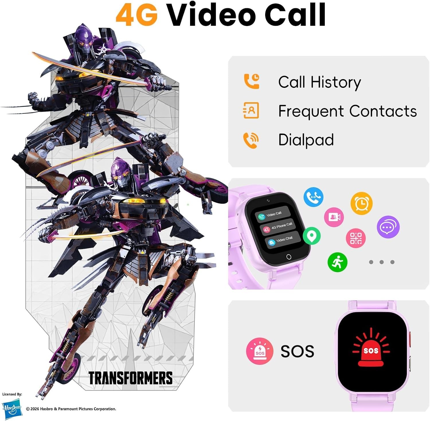 4G Kid Phone Watch with SIM Card, Kids Smart Watch for Boys Girls SOS Video call
