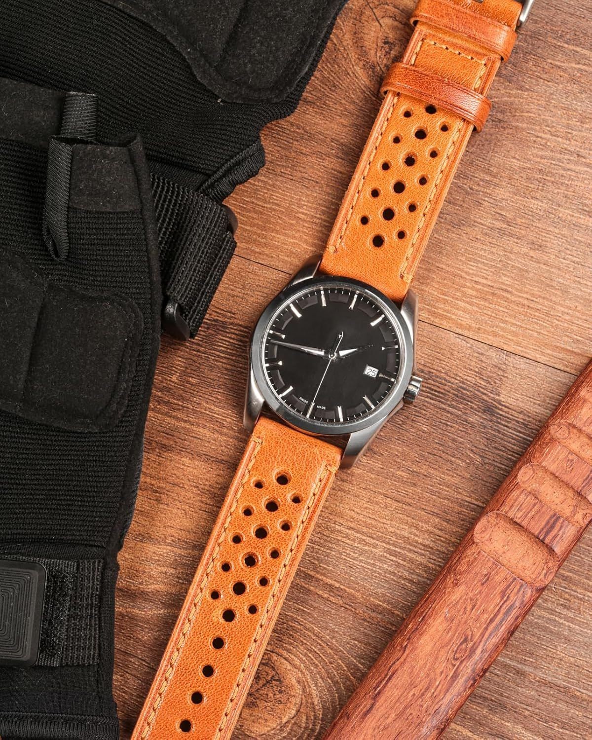 20mm Genuine Perforated Leather Strap Compatible with Vivoactive 3/4