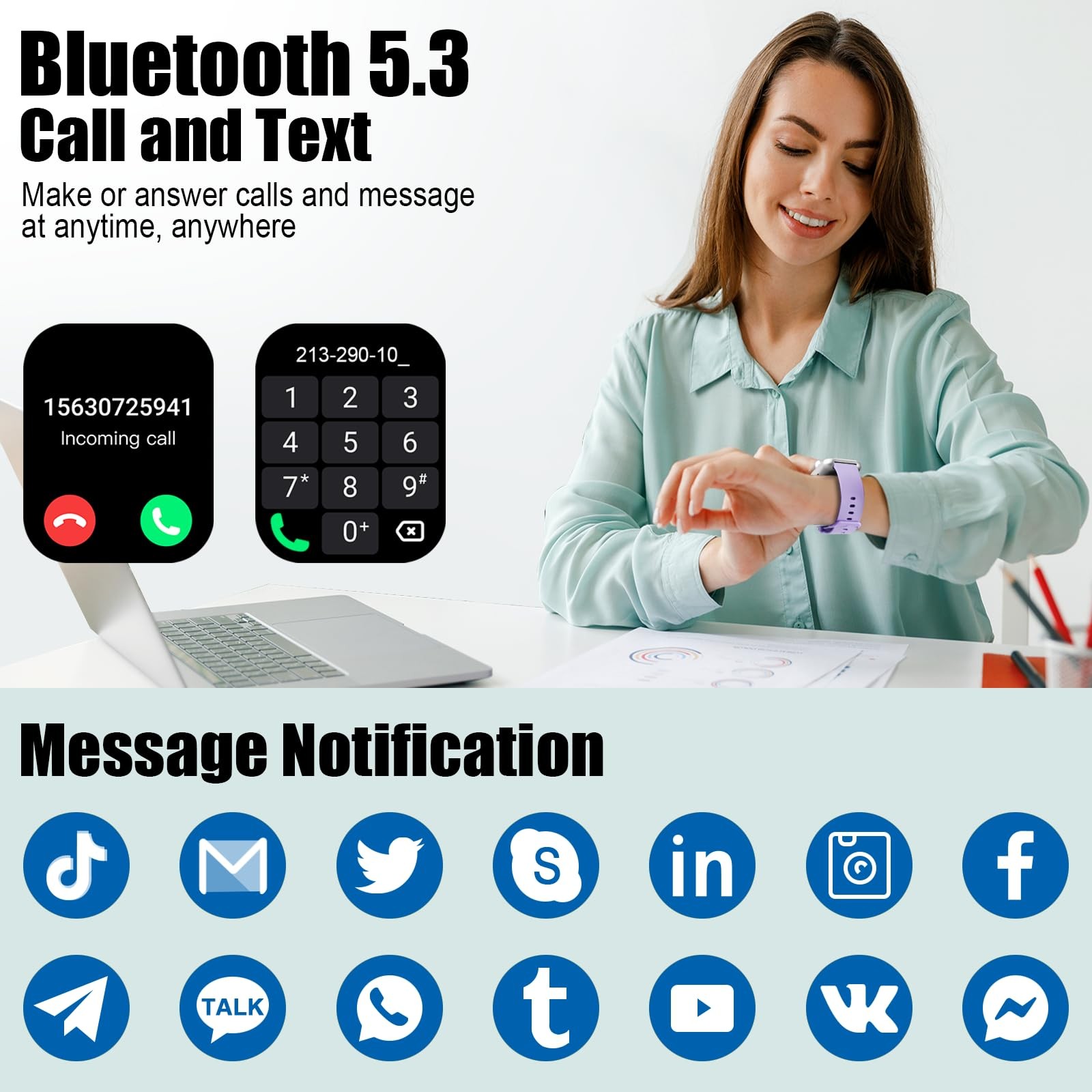 Smart Watch for Men Women, Answer/Make Call, 1.96″ HD Fitness Tracker RUNNING