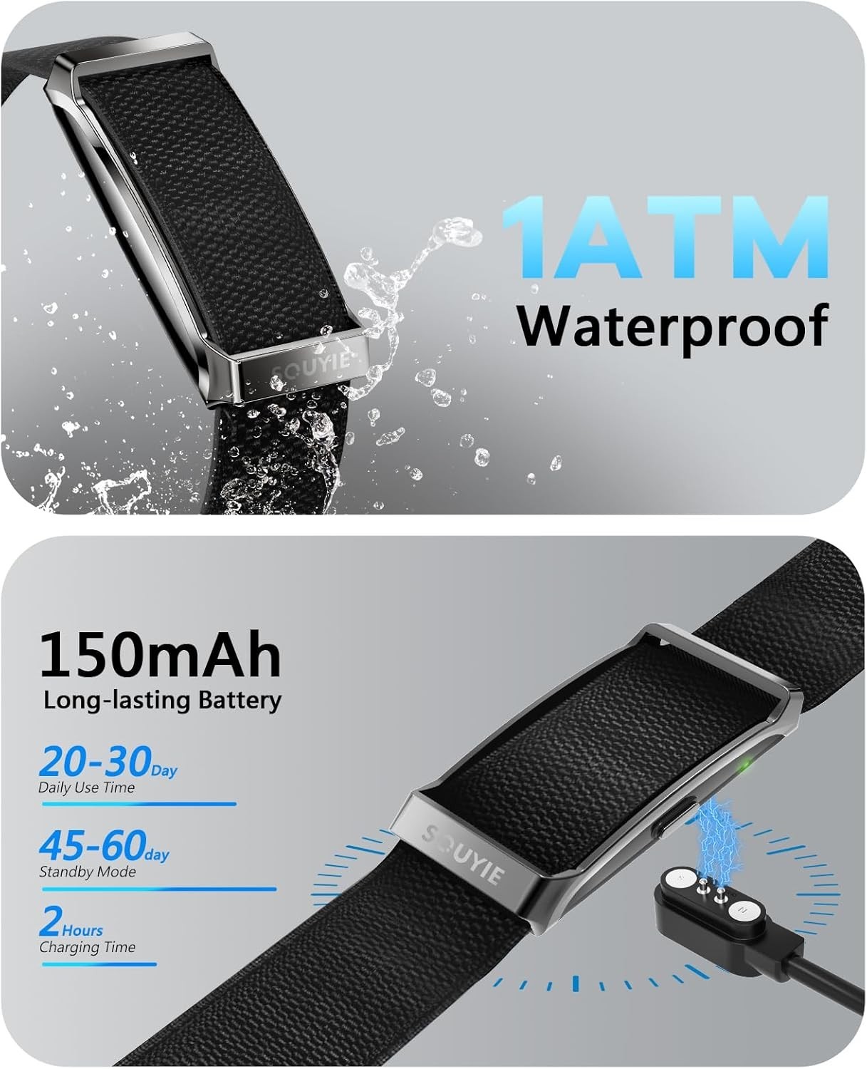 Smart Bracelet for Men & Women with 24/7 Activity & Fitness Trackers Band Black