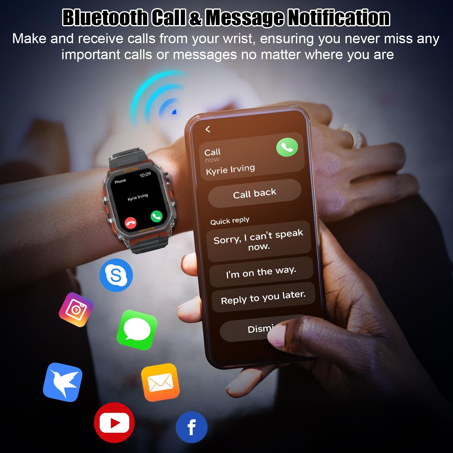 XSCQ Military for Men (Answer/Make Calls), 1.75” for Android and iPhone, Fit…