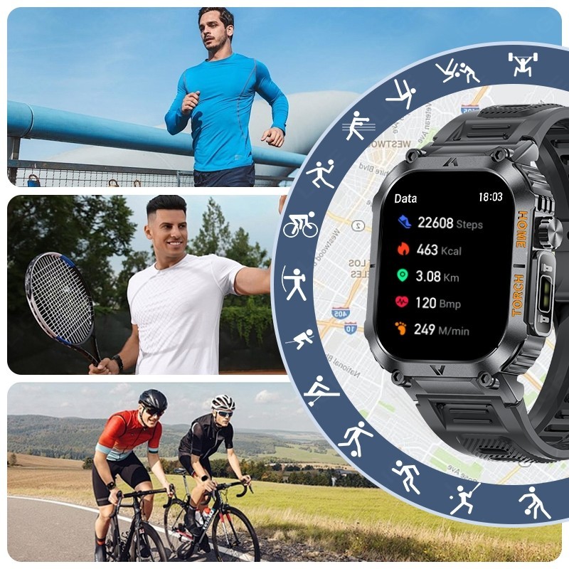 2025 Smart Watch for Men Call Receive/Dial Rugged Tactical Fitness Tracker Gift