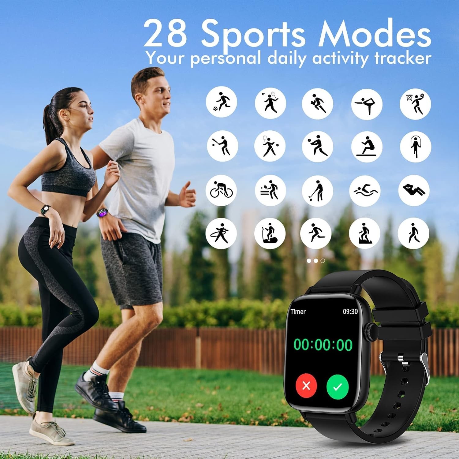 Smart Watch for Android iPhone, 1.9″ Fitness Tracker with Answer/Make Calls …