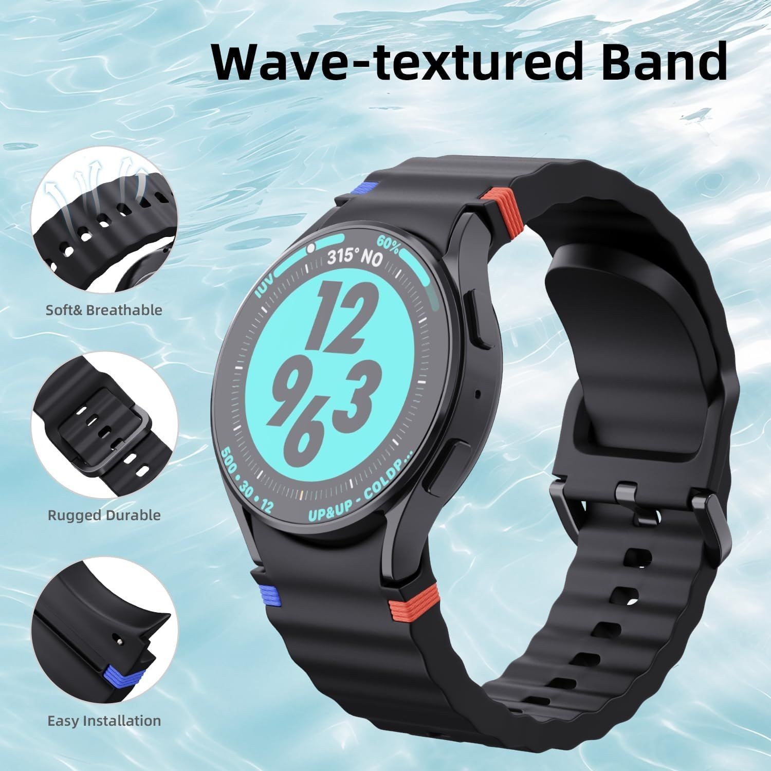 Silicone Band Set of 4 for Samsung Galaxy Watch 7 40mm 44mm Waterproof Straps