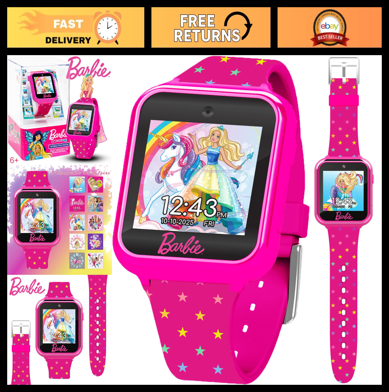 Interactive Kids Smart Watch – Touchscreen, Games, Selfie Camera, Step Tracker,