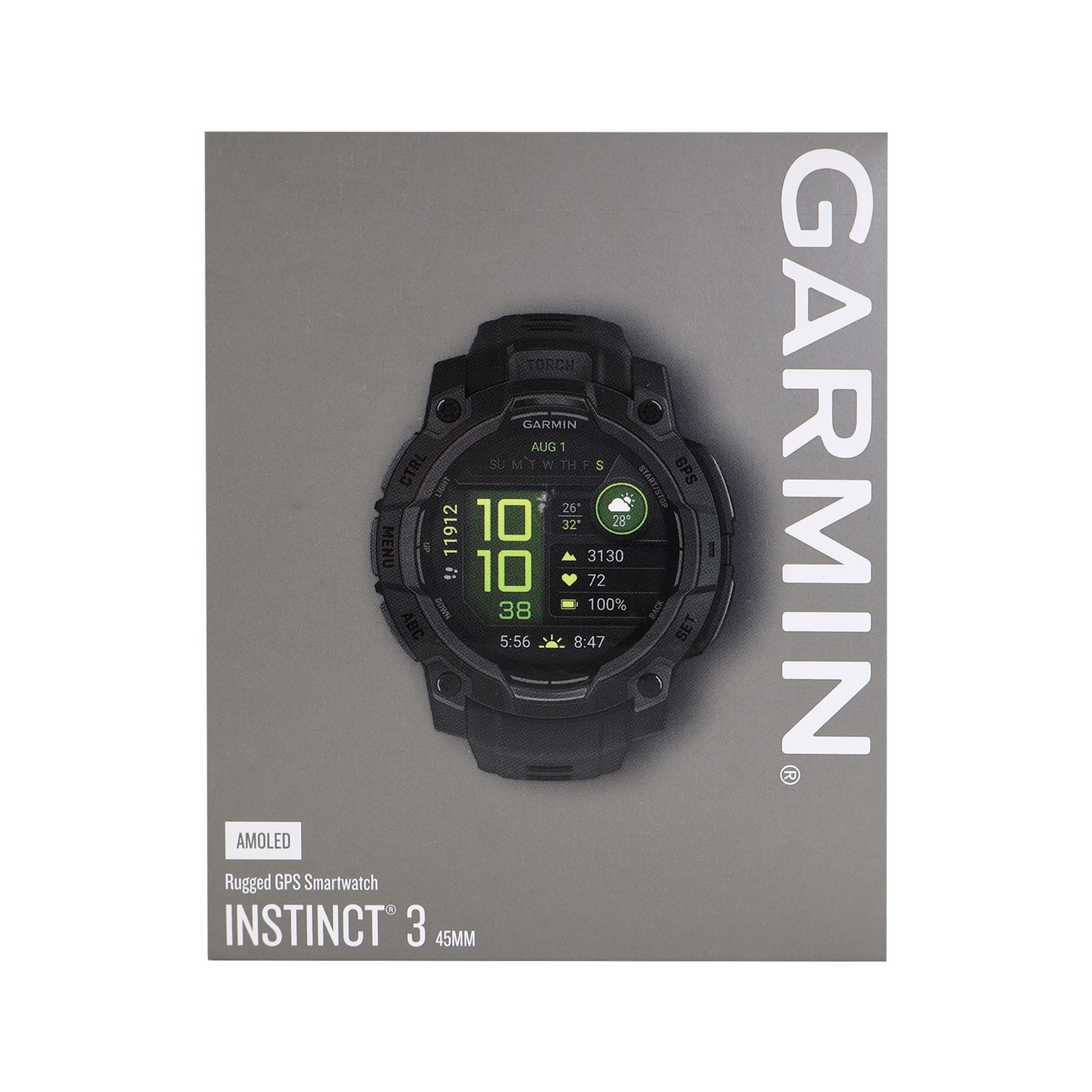 Garmin Instinct 3 AMOLED Rugged Outdoor GPS Smartwatch – 45mm, Silicone Band