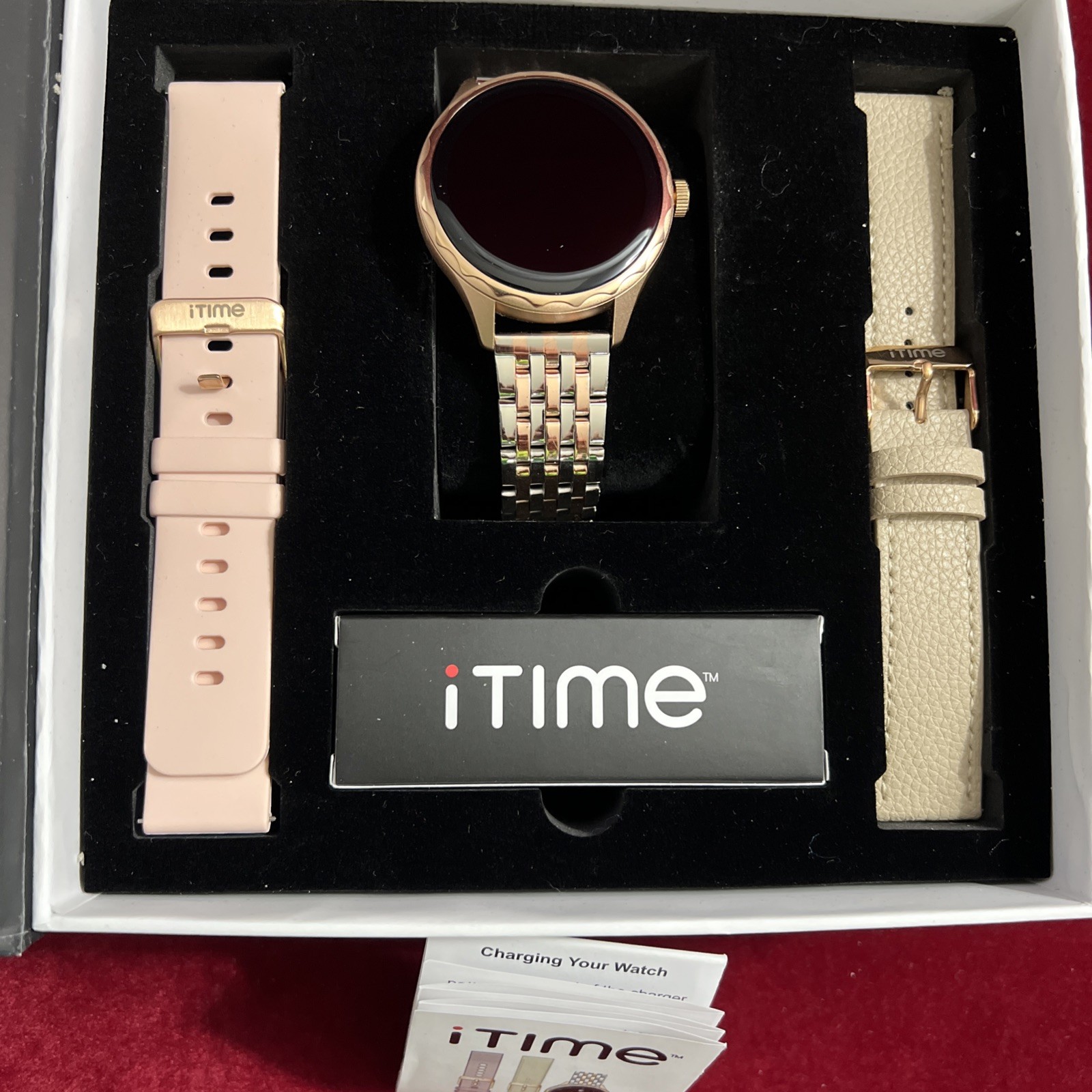 iTime Fitness Smartwatch w/ Heart Rate Monitor 2x Straps & Charging