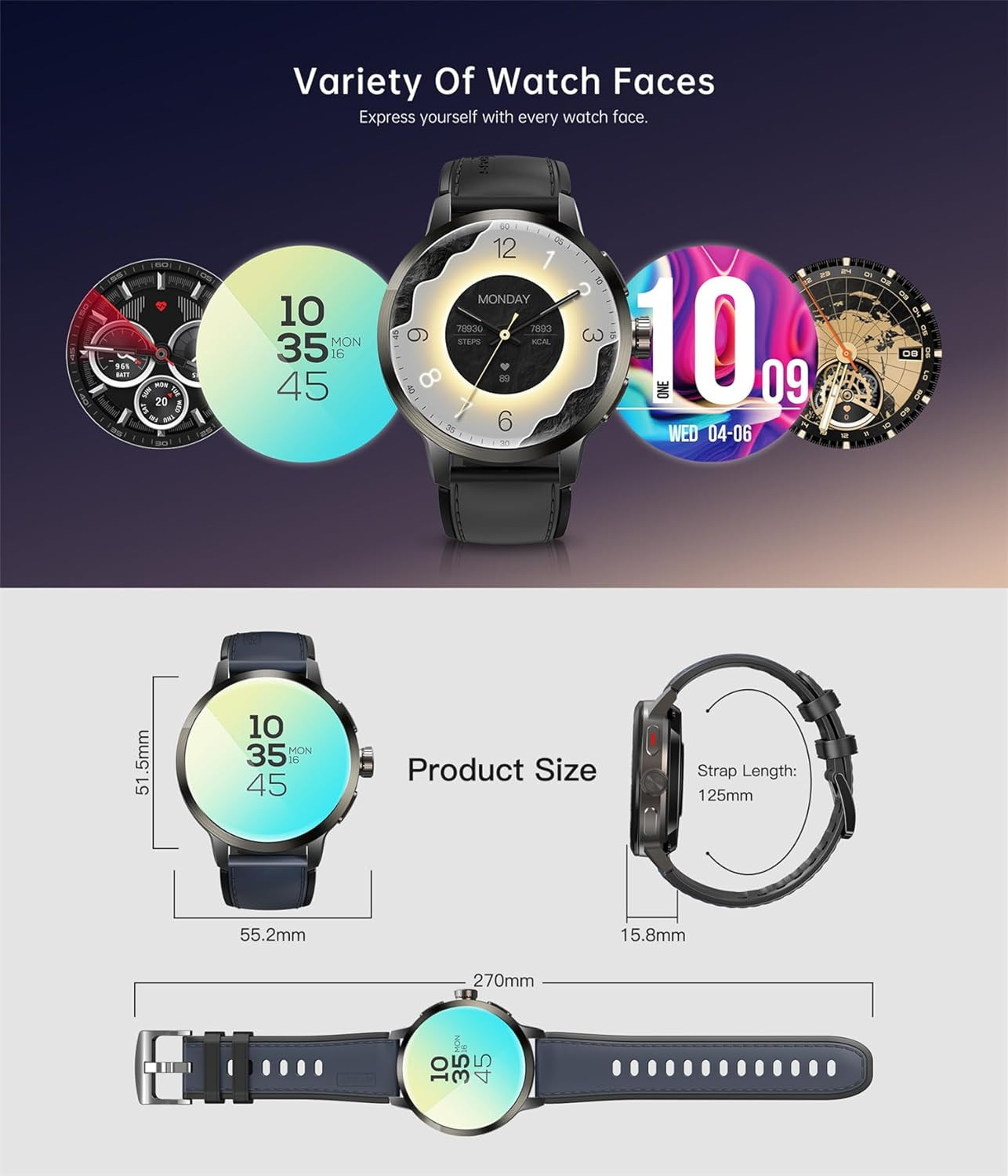 4G Smart Watch SL8541E Quad Core 2GB+16GB Rotating Camera Men Watch 1.75″ AMOLED