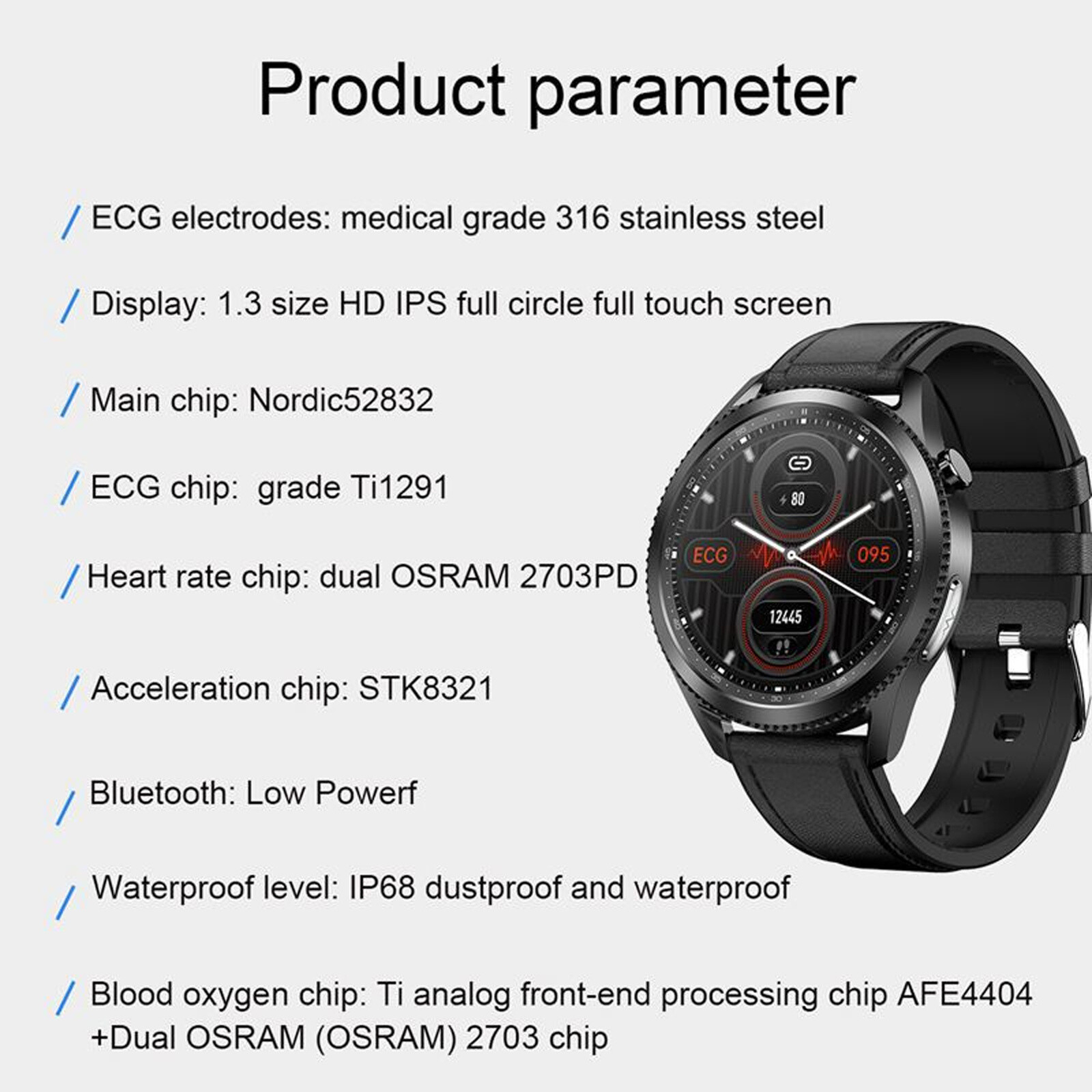 Men’s ECG Watch Sleep Heart Rate Health Blood Pressure Blood Monitor Smart Watch