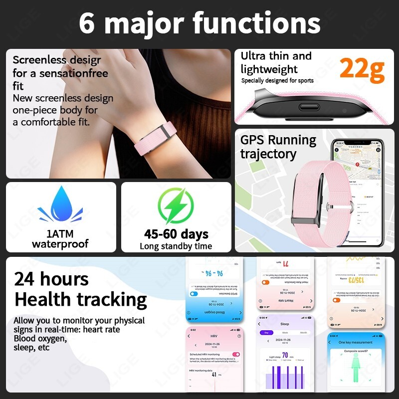 🔥Smart Watch Men Women Screenless Fitness Tracker Waterproof For iPhone Samsung