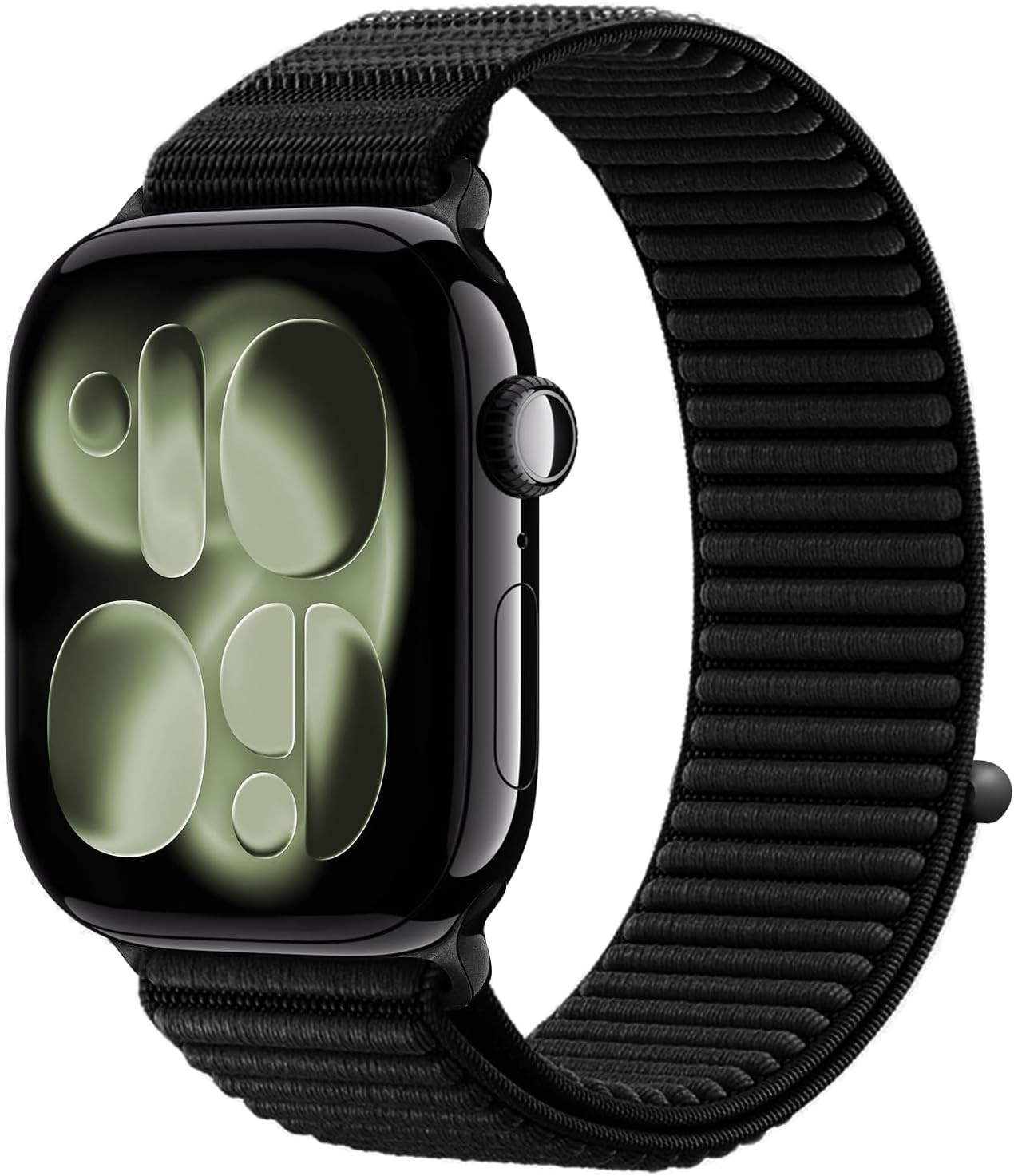 Breathable Black Nylon Soft Loop Band for Apple Watch Series 11 46mm, 7 45mm